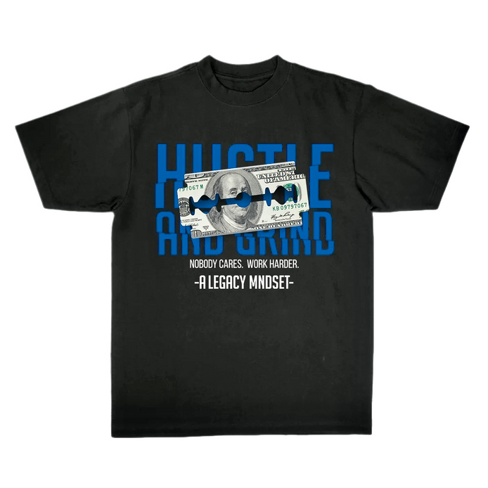 "HUSTLE & GRIND" TEE- BLACK
