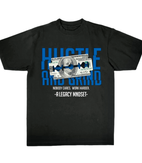 "HUSTLE & GRIND" TEE- BLACK