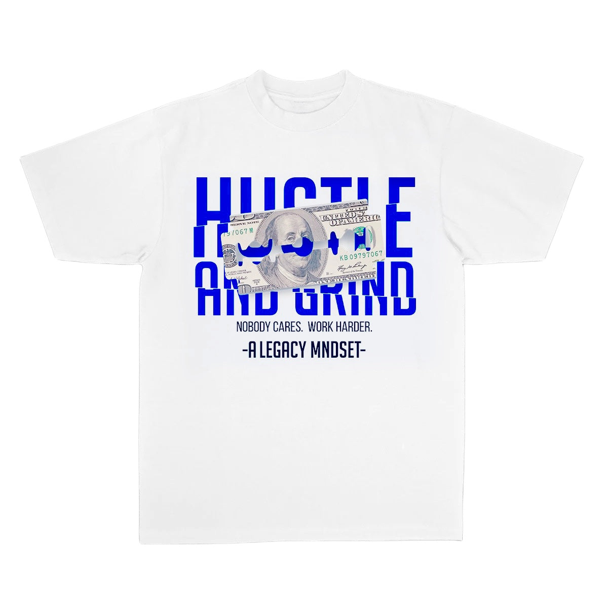"HUSTLE & GRIND" TEE- WHITE
