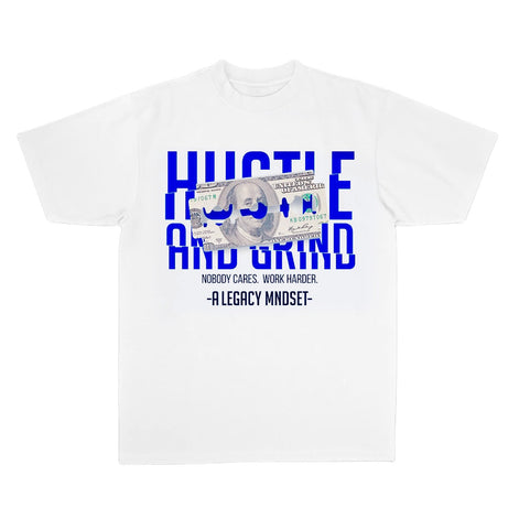 "HUSTLE & GRIND" TEE- WHITE