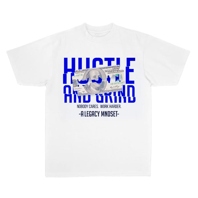 "HUSTLE & GRIND" TEE- WHITE