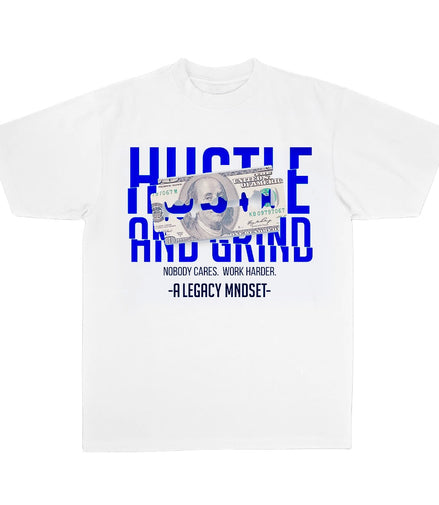 "HUSTLE & GRIND" TEE- WHITE