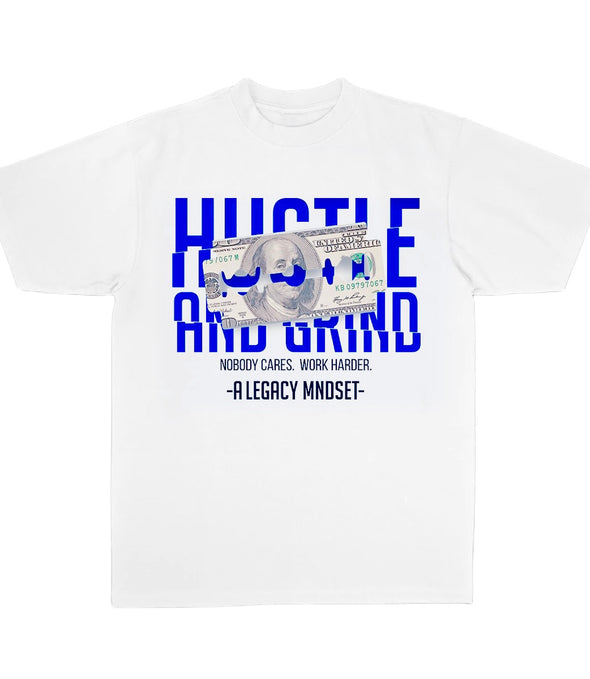 "HUSTLE & GRIND" TEE- WHITE