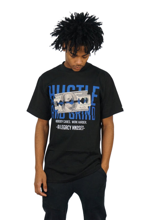 "HUSTLE & GRIND" TEE- BLACK